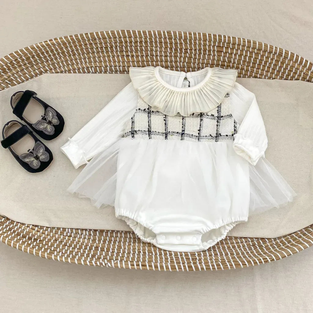 ロンパースセットアップ ファンシーツイードジャケット/チュールロンパース【mh0011085】