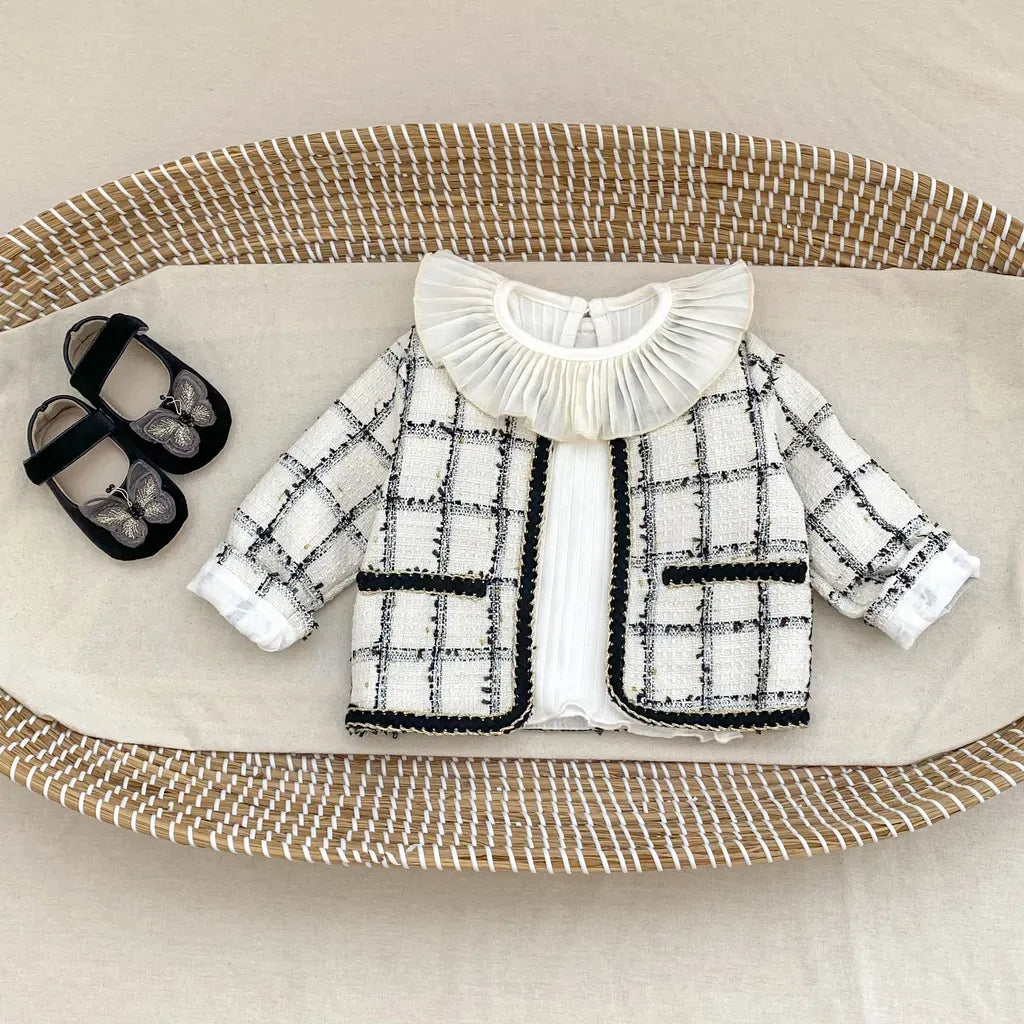 ロンパースセットアップ ファンシーツイードジャケット/チュールロンパース【mh0011085】