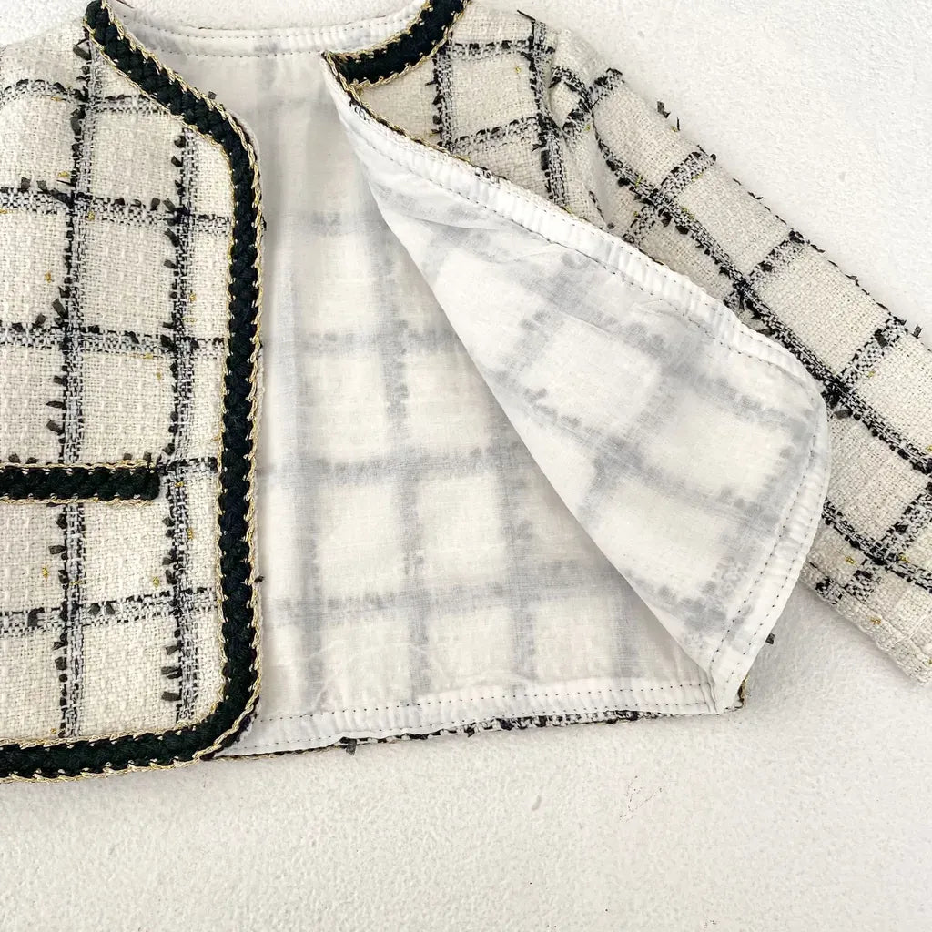 ロンパースセットアップ ファンシーツイードジャケット/チュールロンパース【mh0011085】