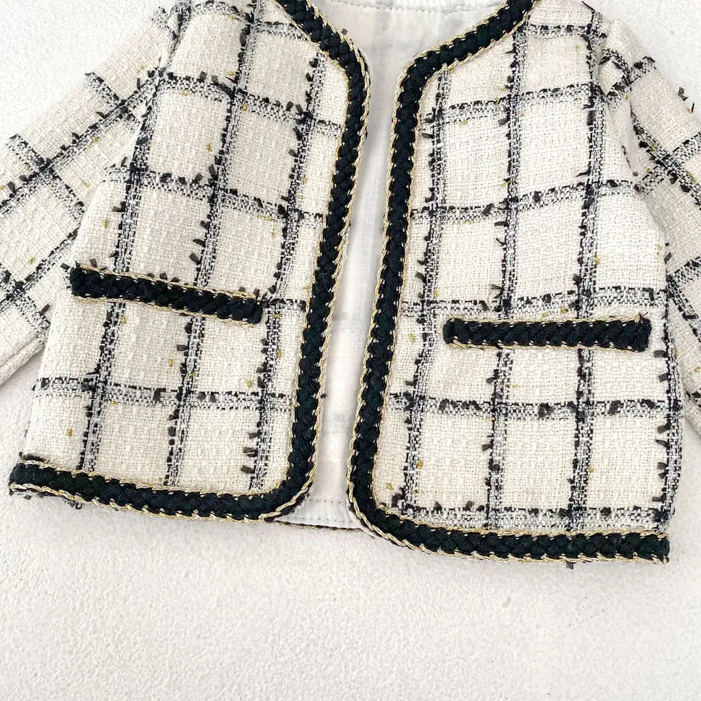 ロンパースセットアップ ファンシーツイードジャケット/チュールロンパース【mh0011085】