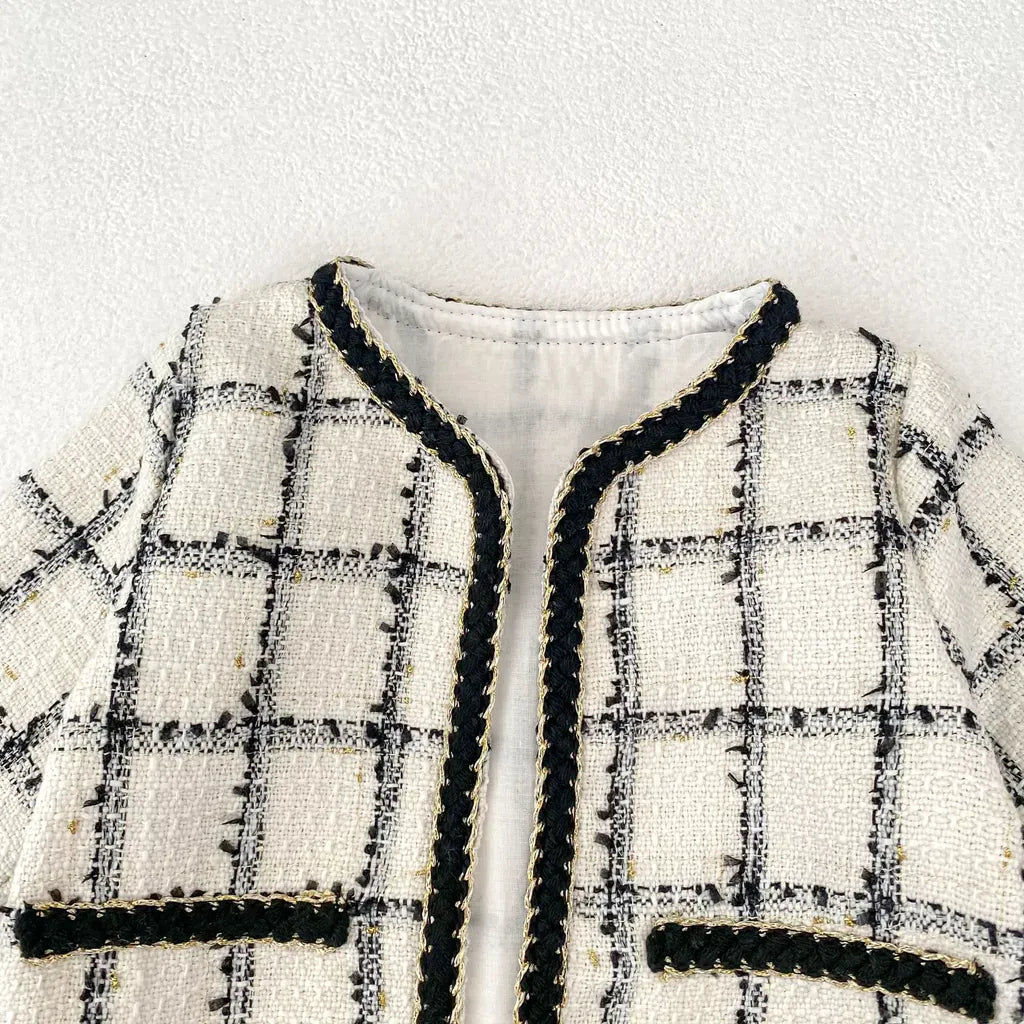 ロンパースセットアップ ファンシーツイードジャケット/チュールロンパース【mh0011085】