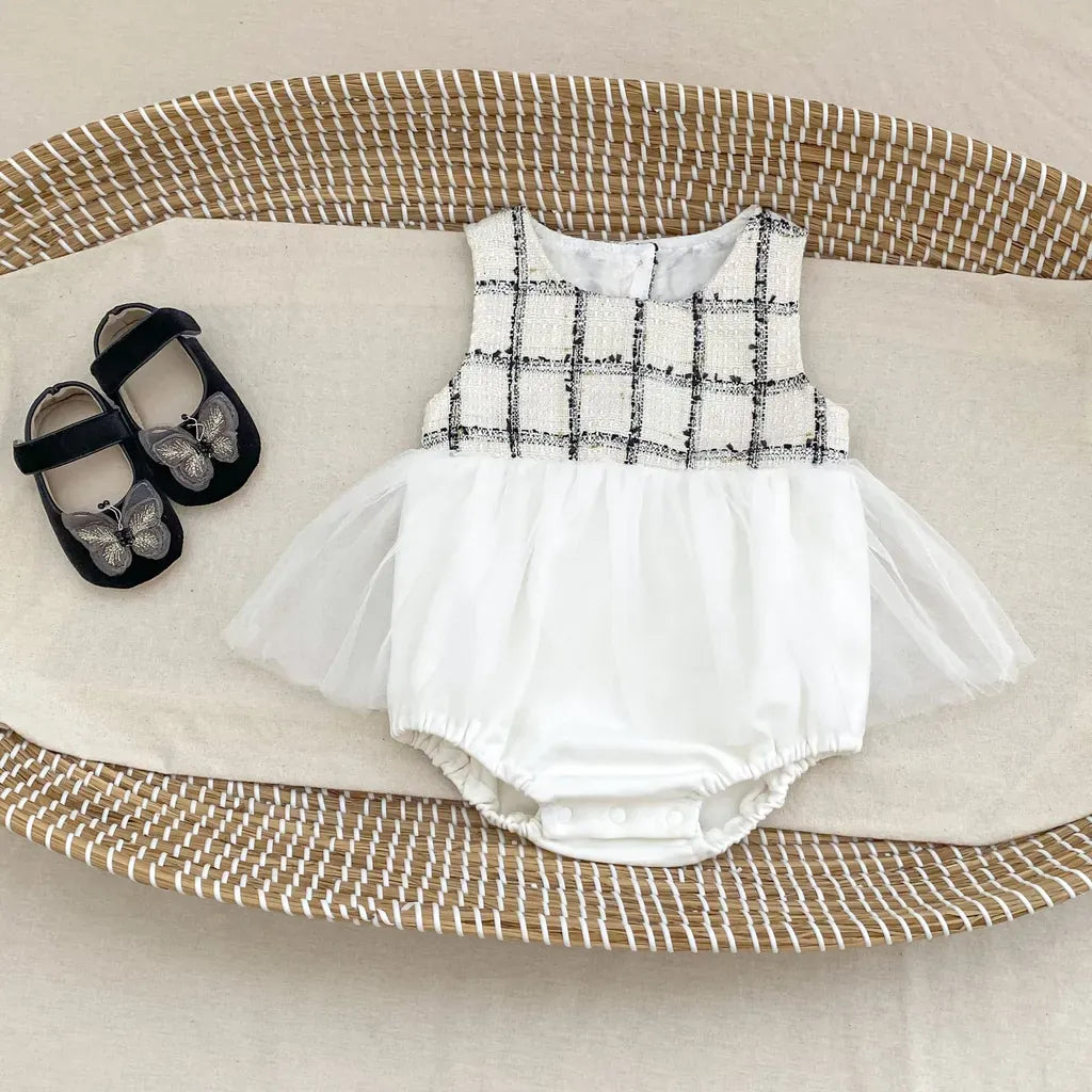 ロンパースセットアップ ファンシーツイードジャケット/チュールロンパース【mh0011085】