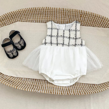 ロンパースセットアップ ファンシーツイードジャケット/チュールロンパース【mh0011085】