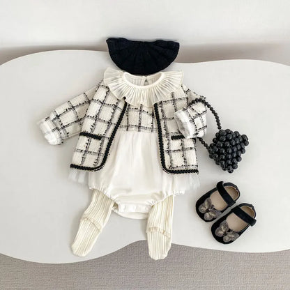 ロンパースセットアップ ファンシーツイードジャケット/チュールロンパース【mh0011085】