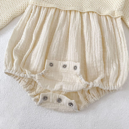 長袖ロンパース Patchwork Knitted Romper パッチワーク ニット ロンパース【mh0012179】