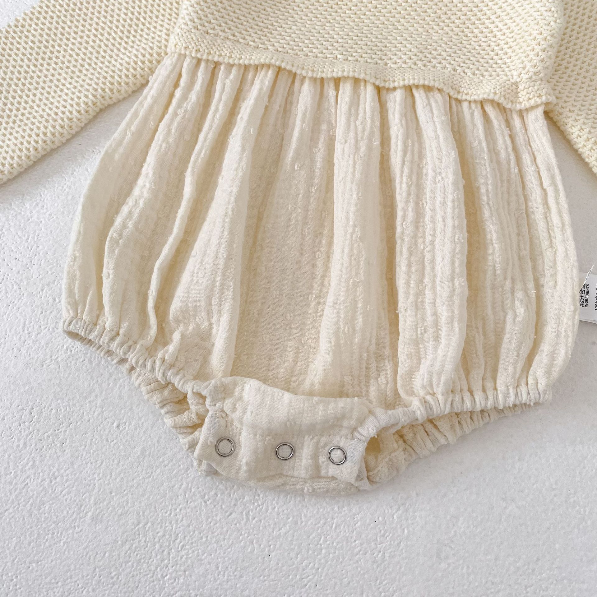 長袖ロンパース Patchwork Knitted Romper パッチワーク ニット ロンパース【mh0012179】