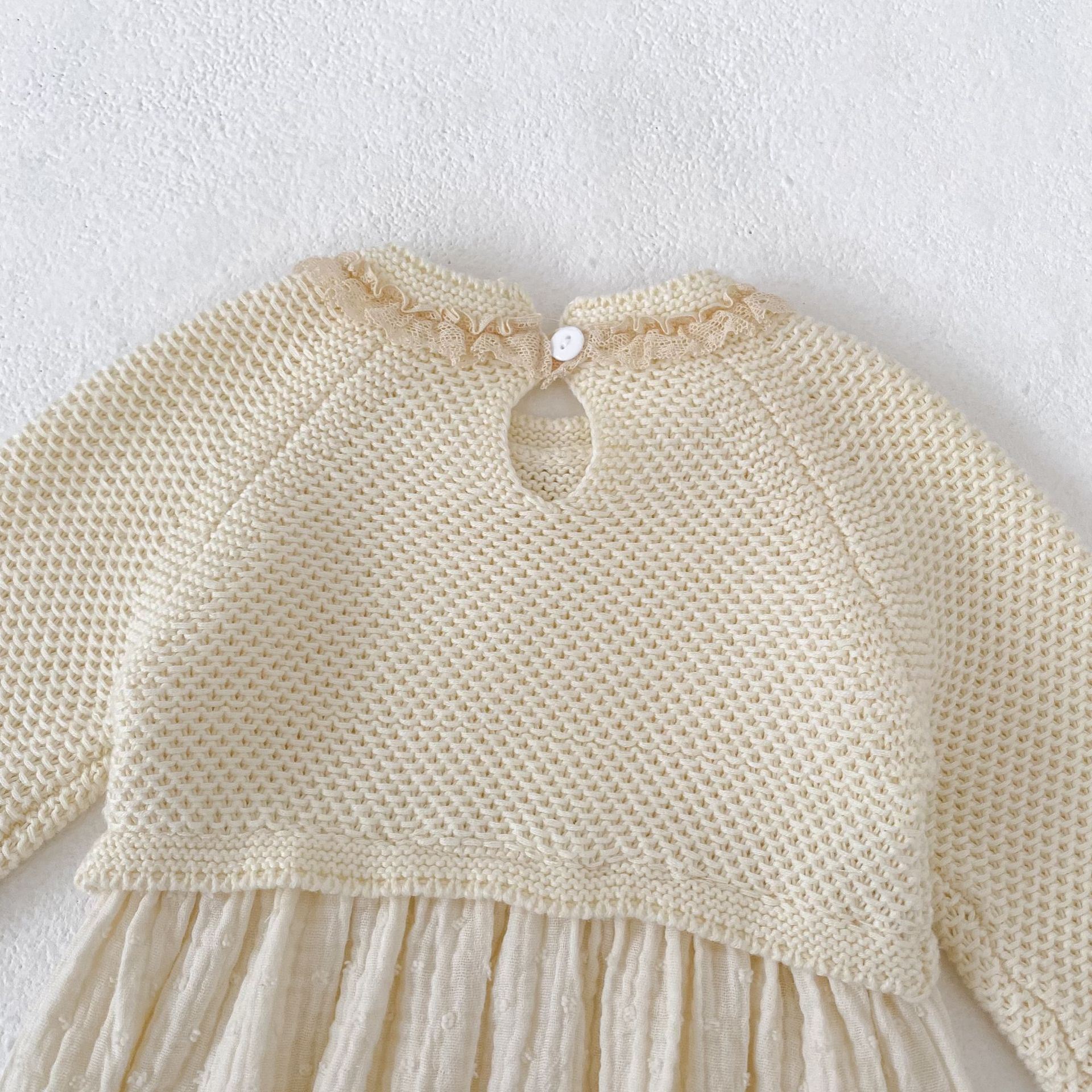 長袖ロンパース Patchwork Knitted Romper パッチワーク ニット ロンパース【mh0012179】