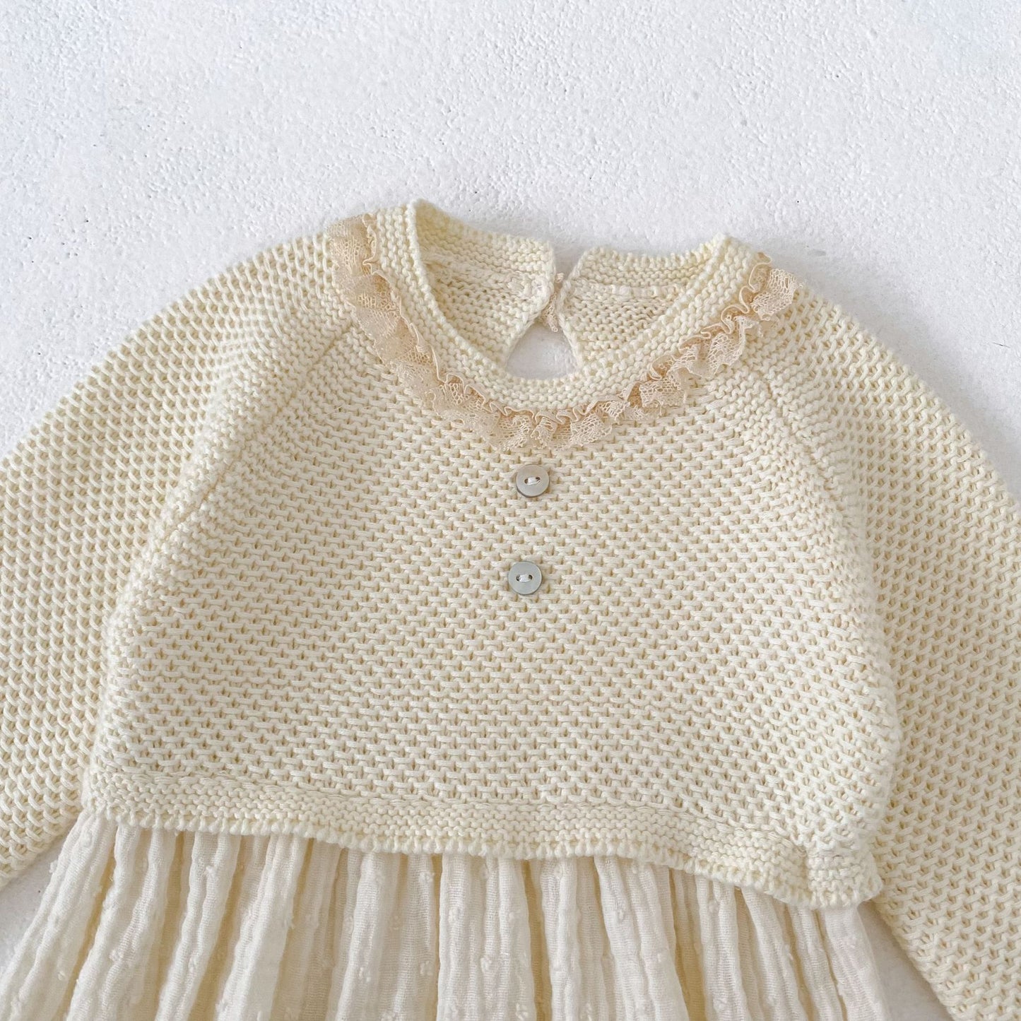 長袖ロンパース Patchwork Knitted Romper パッチワーク ニット ロンパース【mh0012179】