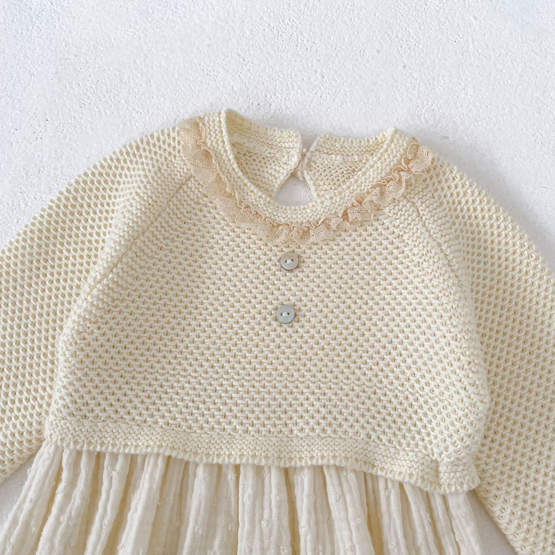 長袖ロンパース Patchwork Knitted Romper パッチワーク ニット ロンパース【mh0012179】