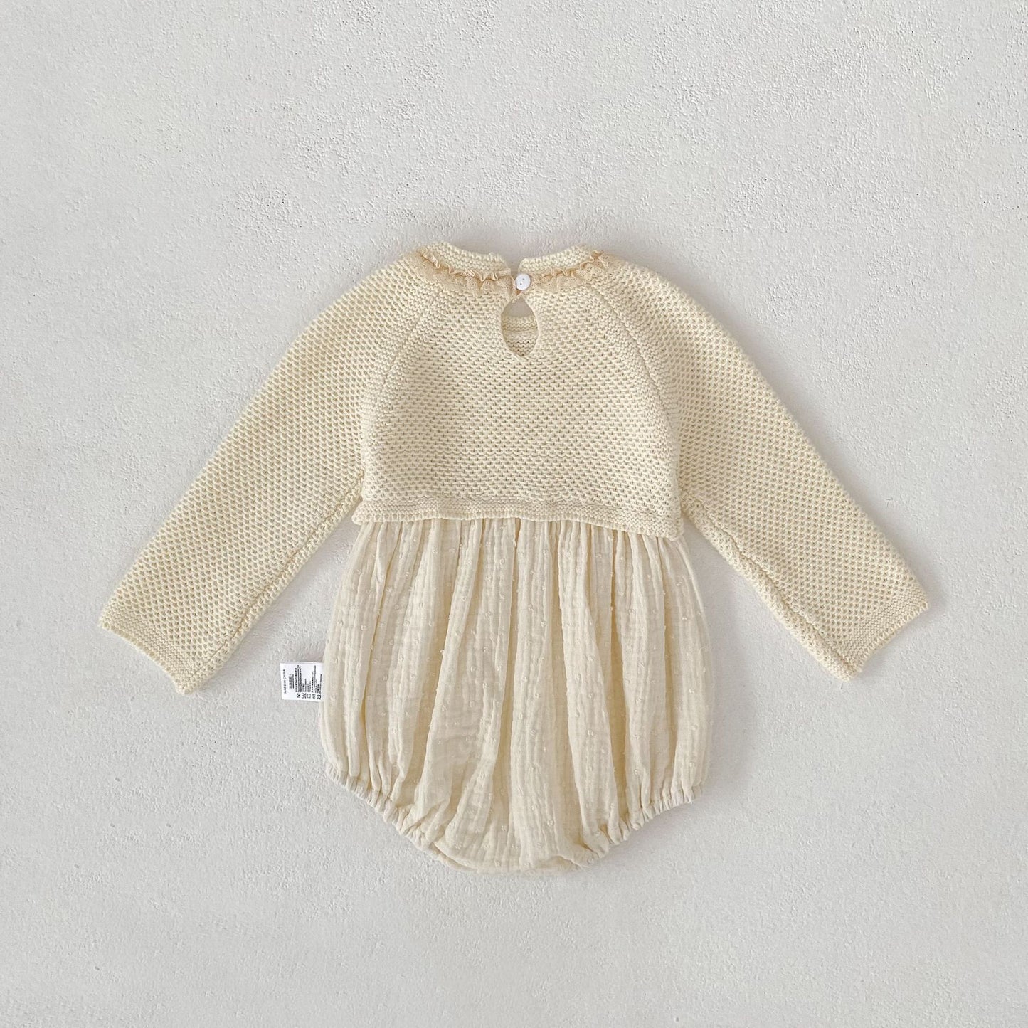 長袖ロンパース Patchwork Knitted Romper パッチワーク ニット ロンパース【mh0012179】