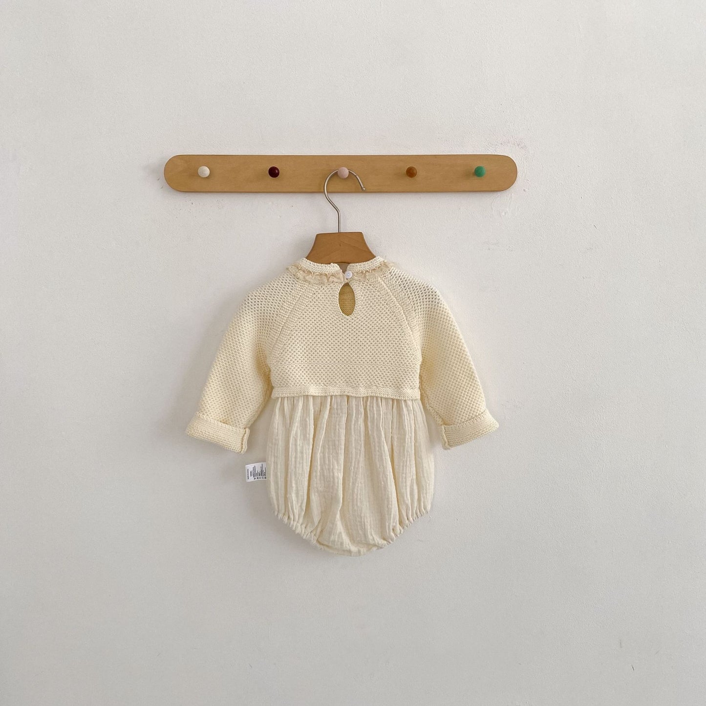 長袖ロンパース Patchwork Knitted Romper パッチワーク ニット ロンパース【mh0012179】