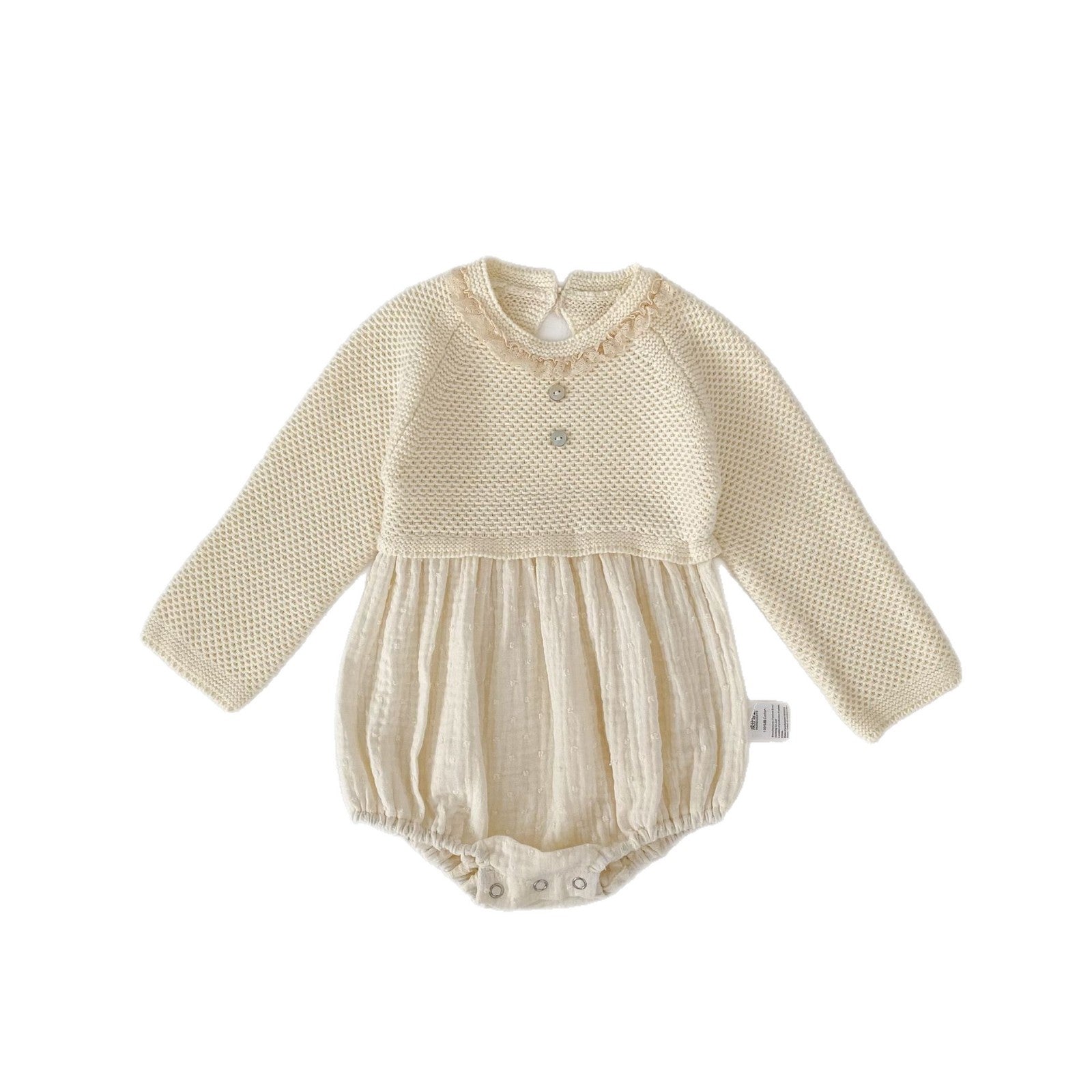 長袖ロンパース Patchwork Knitted Romper パッチワーク ニット ロンパース【mh0012179】