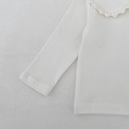 長袖シャツ・ブラウス Peter Pan Collar Long Sleeve T-Shirt 襟付き 長袖Tシャツ【mh0012176】