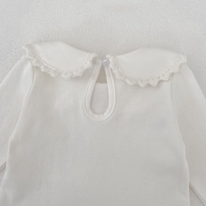 長袖シャツ・ブラウス Peter Pan Collar Long Sleeve T-Shirt 襟付き 長袖Tシャツ【mh0012176】