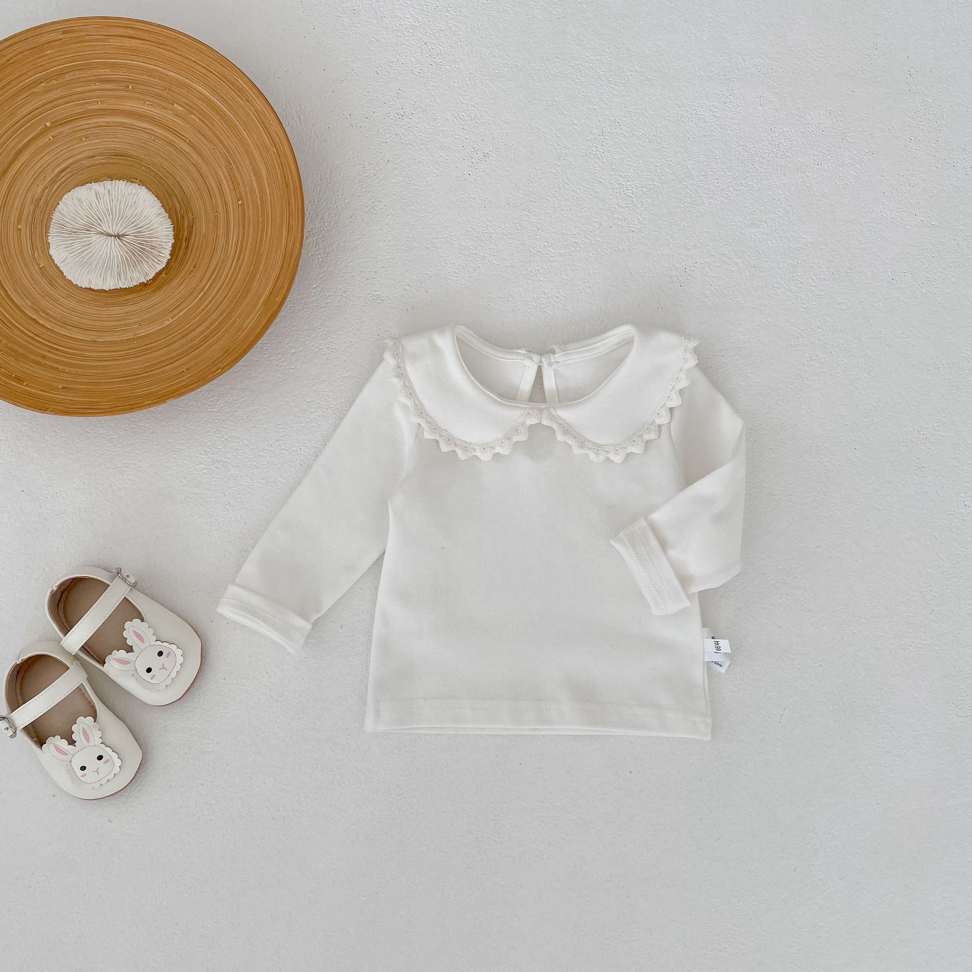 長袖シャツ・ブラウス Peter Pan Collar Long Sleeve T-Shirt 襟付き 長袖Tシャツ【mh0012176】