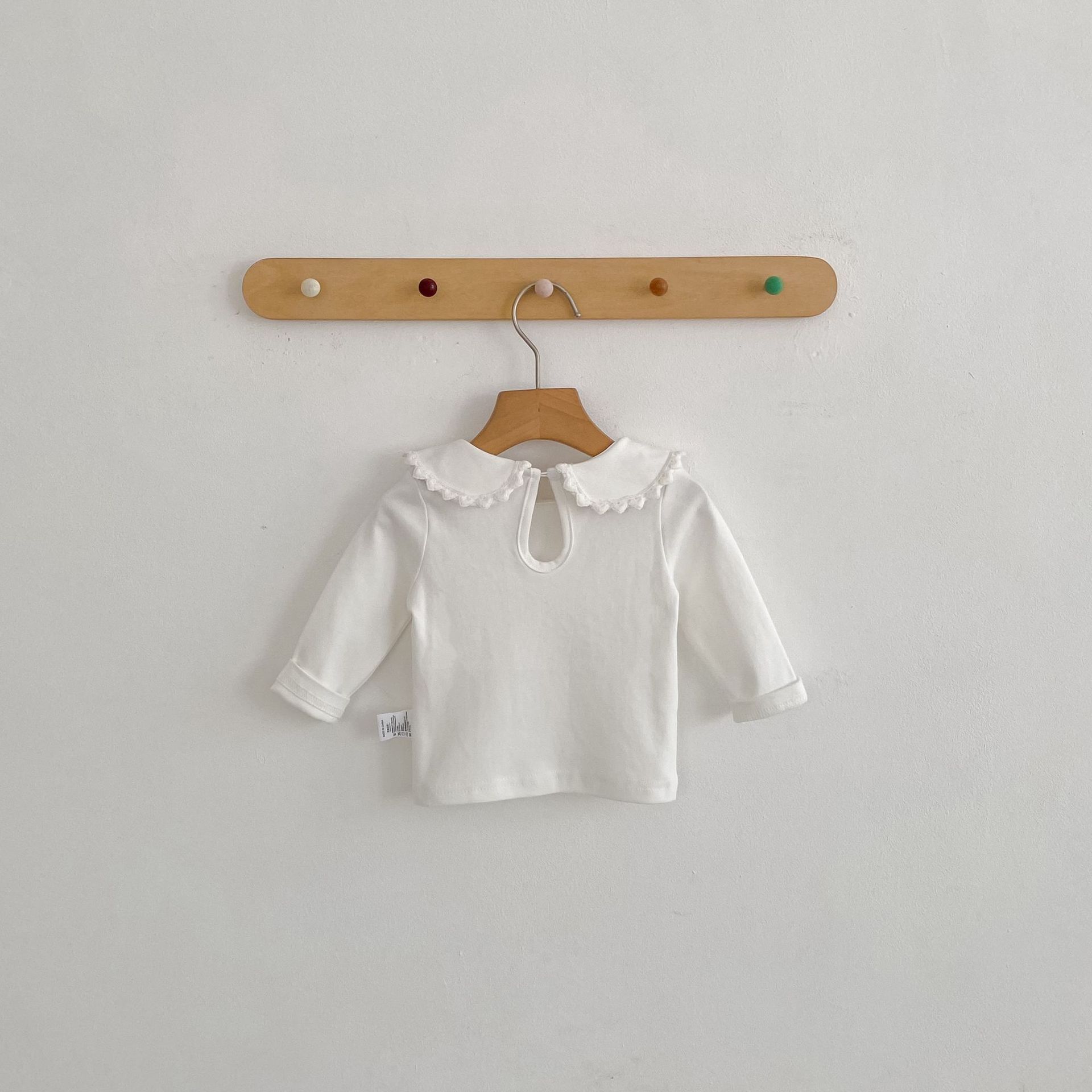 長袖シャツ・ブラウス Peter Pan Collar Long Sleeve T-Shirt 襟付き 長袖Tシャツ【mh0012176】