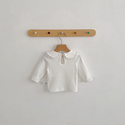 長袖シャツ・ブラウス Peter Pan Collar Long Sleeve T-Shirt 襟付き 長袖Tシャツ【mh0012176】