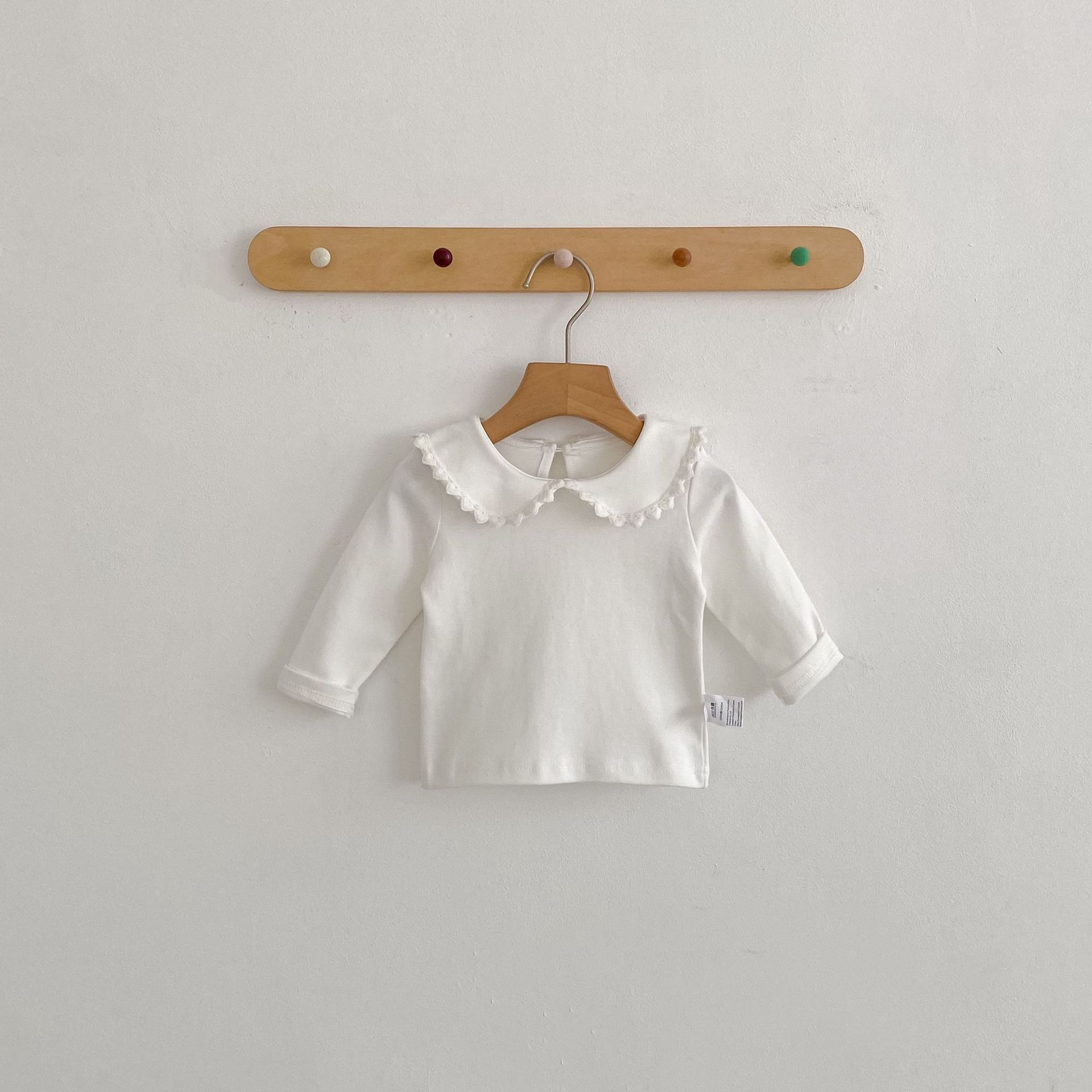 長袖シャツ・ブラウス Peter Pan Collar Long Sleeve T-Shirt 襟付き 長袖Tシャツ【mh0012176】