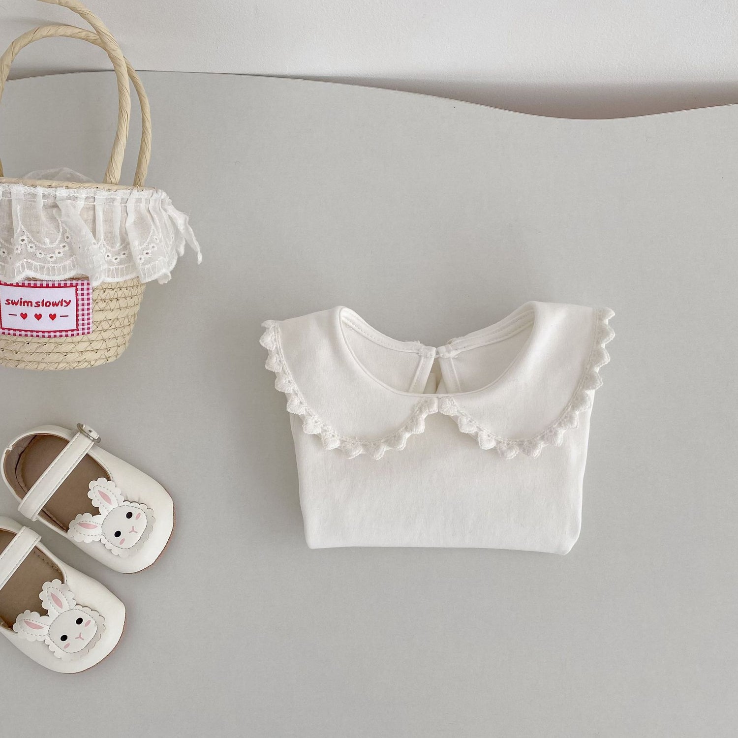 長袖シャツ・ブラウス Peter Pan Collar Long Sleeve T-Shirt 襟付き 長袖Tシャツ【mh0012176】