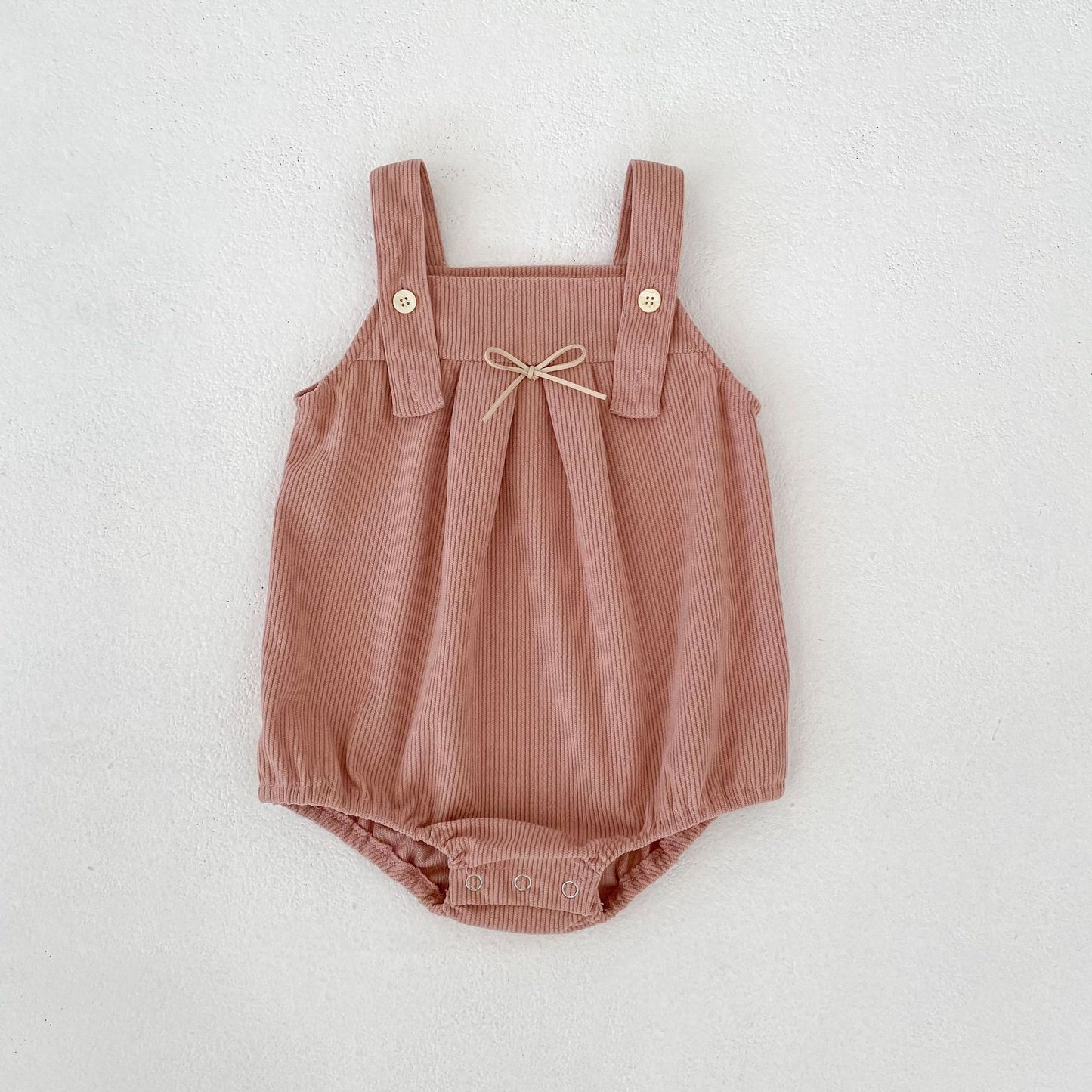 ノースリーブロンパース Pink / 66cm Bow Corduroy Romper リボン コーデュロイ 長袖ロンパース【mh0012185】