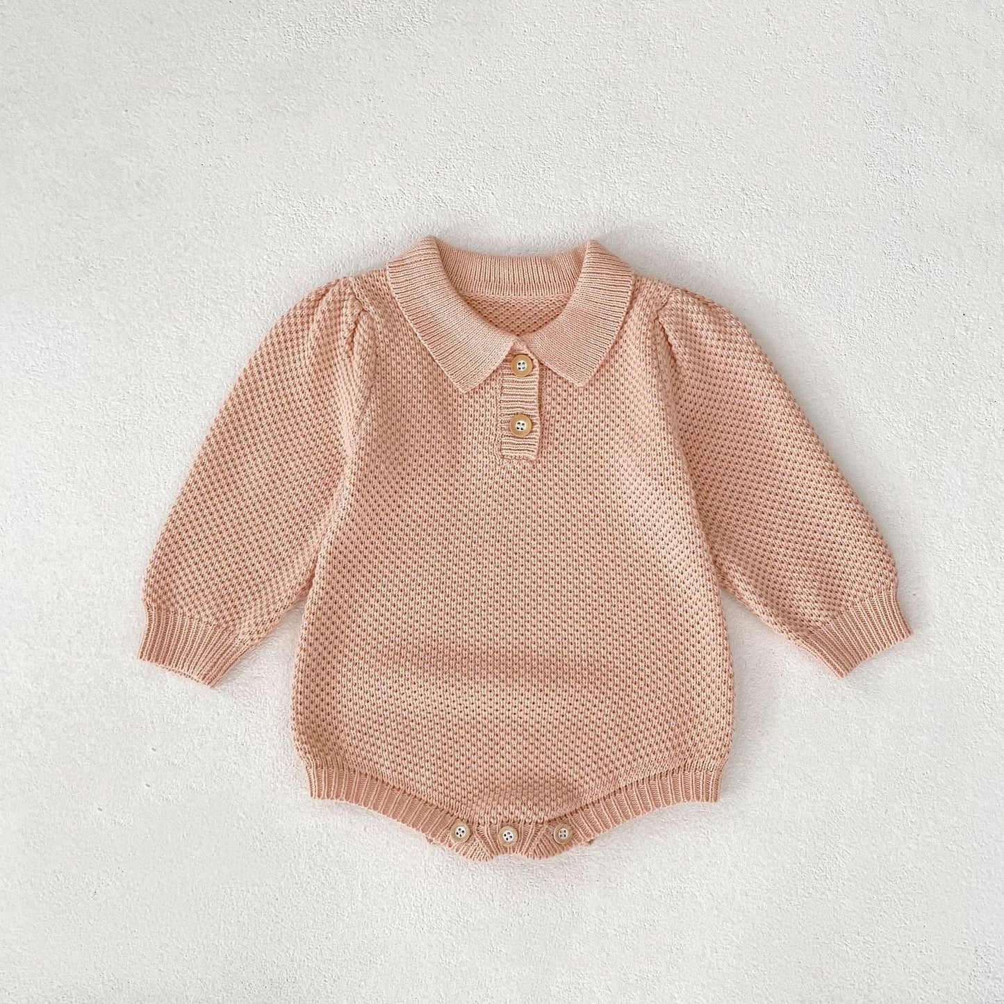 長袖ロンパース Pink / 66cm カノコポロ襟長袖ロンパース【mh0010508】