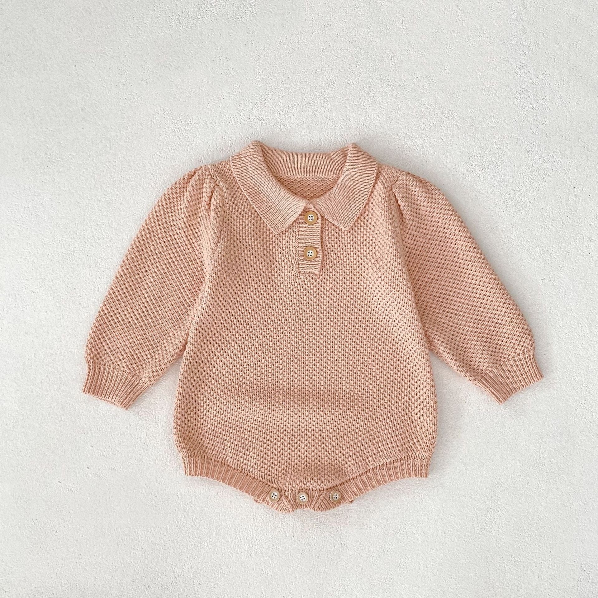 長袖ロンパース Pink / 66cm カノコポロ襟長袖ロンパース【mh0010508】