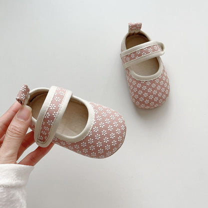 ベビー用靴 Pink / S ベルクロストラップ花柄ファーストシューズ【mh0011073】