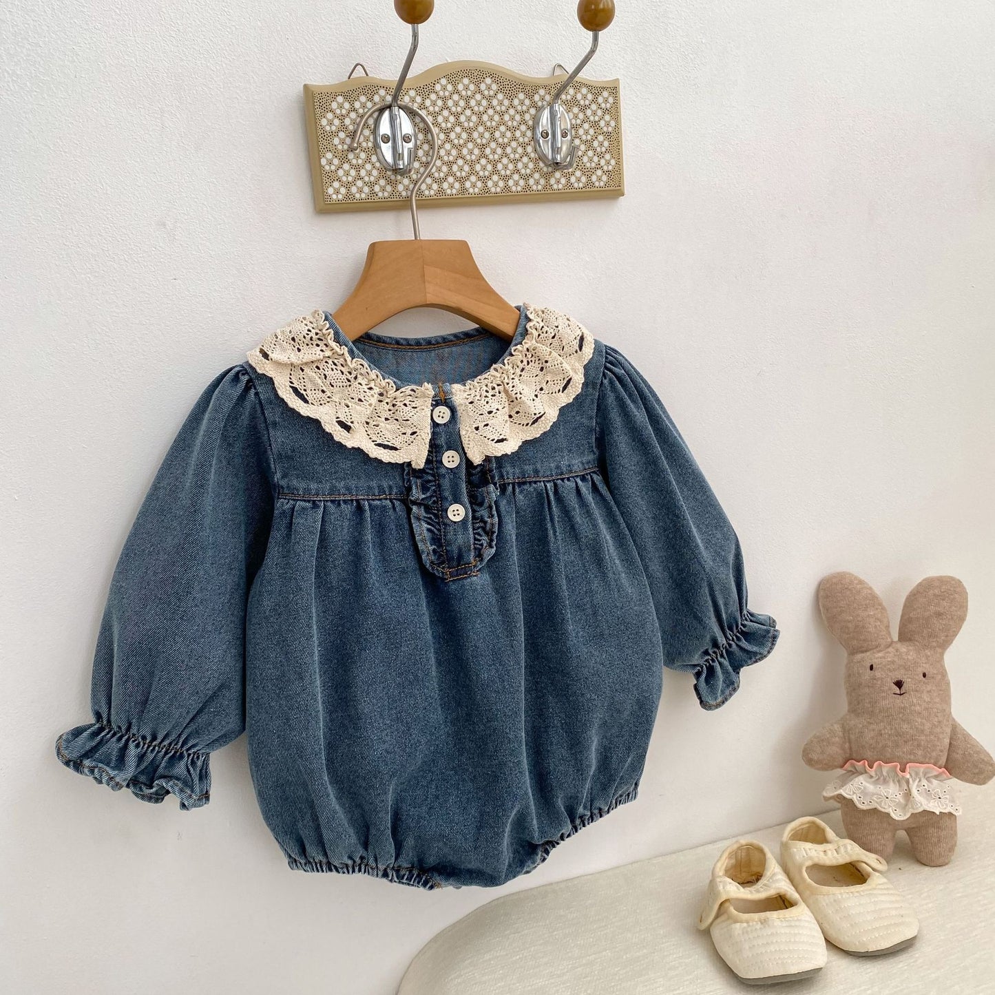 長袖ロンパース Princess Long-Sleeve Denim Romper プリンセス デニム 長袖ロンパース【mh0012184】