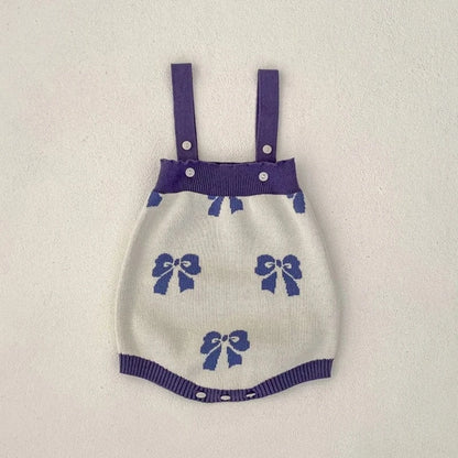 ロンパースセットアップ romper / 3-6M 66cm ベビーカーディガン/ロンパース リボン柄チュチュペプラムニットジャケット/サスペンダーボディスーツ【mh0007033】