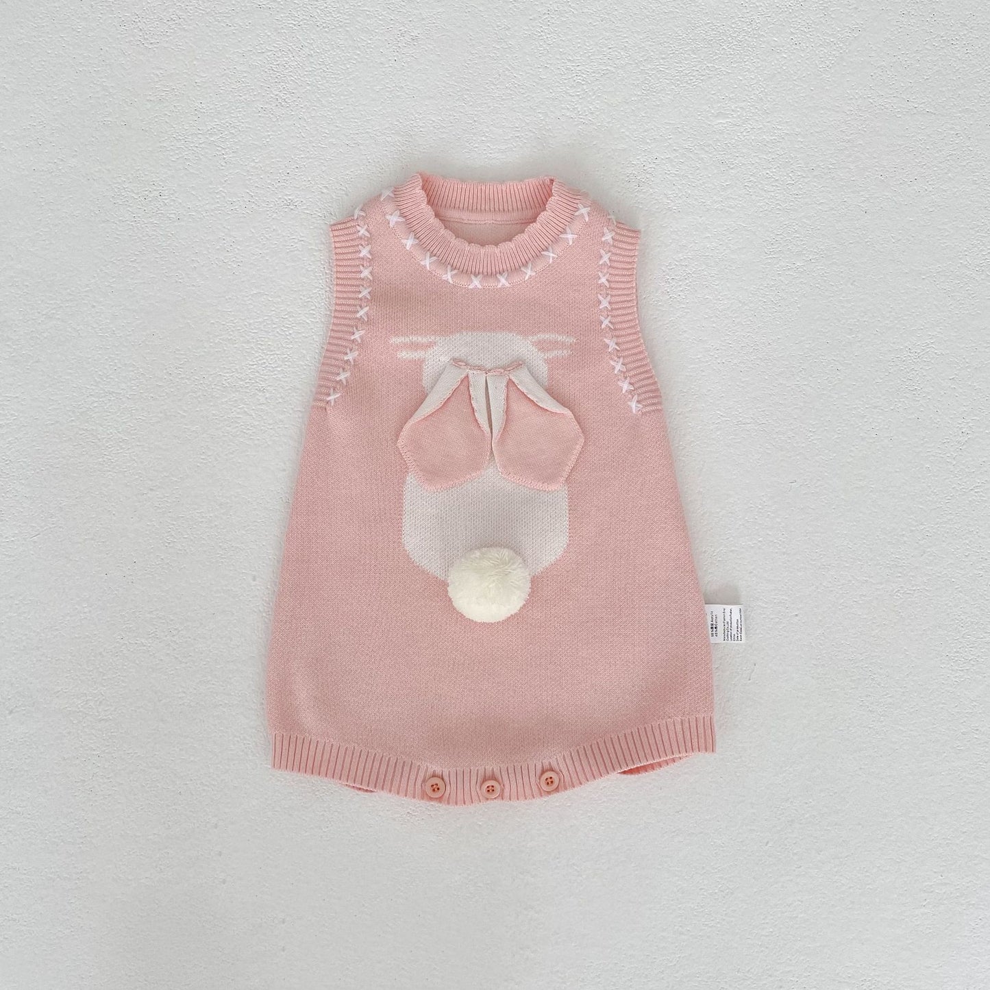 ノースリーブロンパース Rompers / 66cm 3D Bunny Knit Vest & Romper Set 立体 うさぎ ニット ベスト ロンパース【mh0012169】