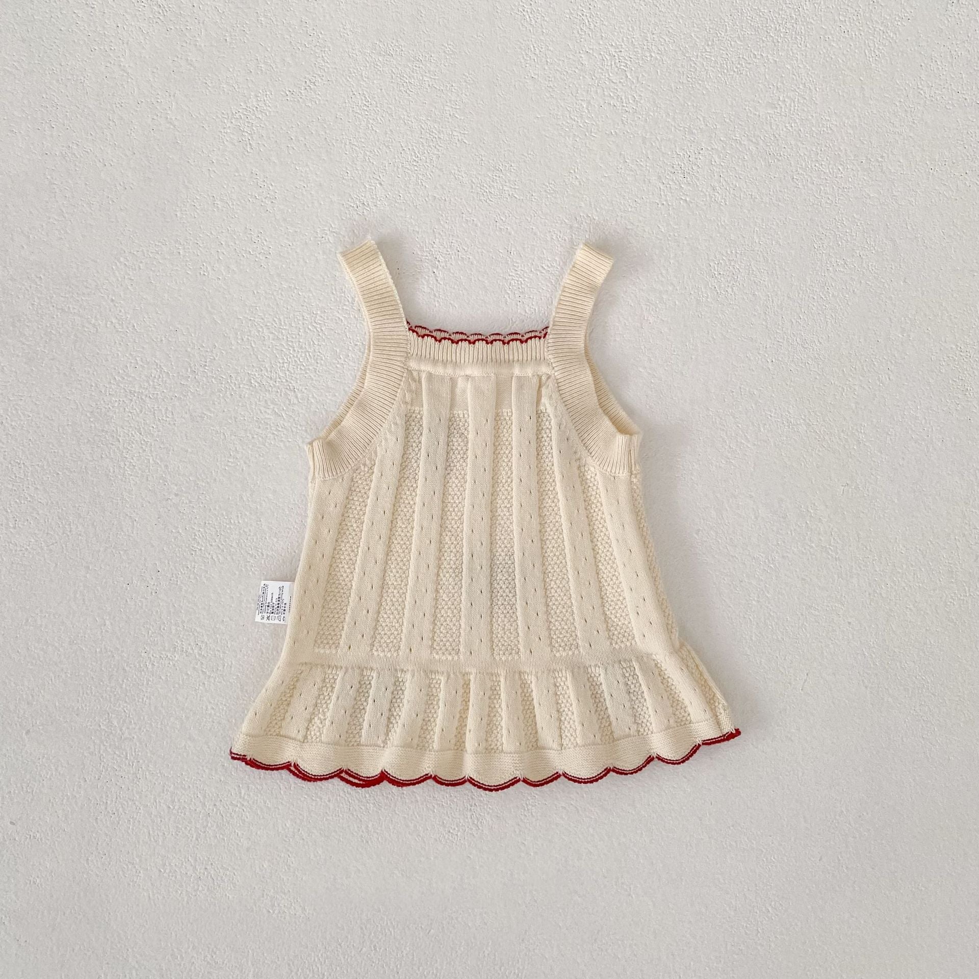 タンクトップ・キャミソール・ノースリーブトップス Strawberry Knit Suspender Top ストロベリー 刺繍 ニット トップス【mh0012178】