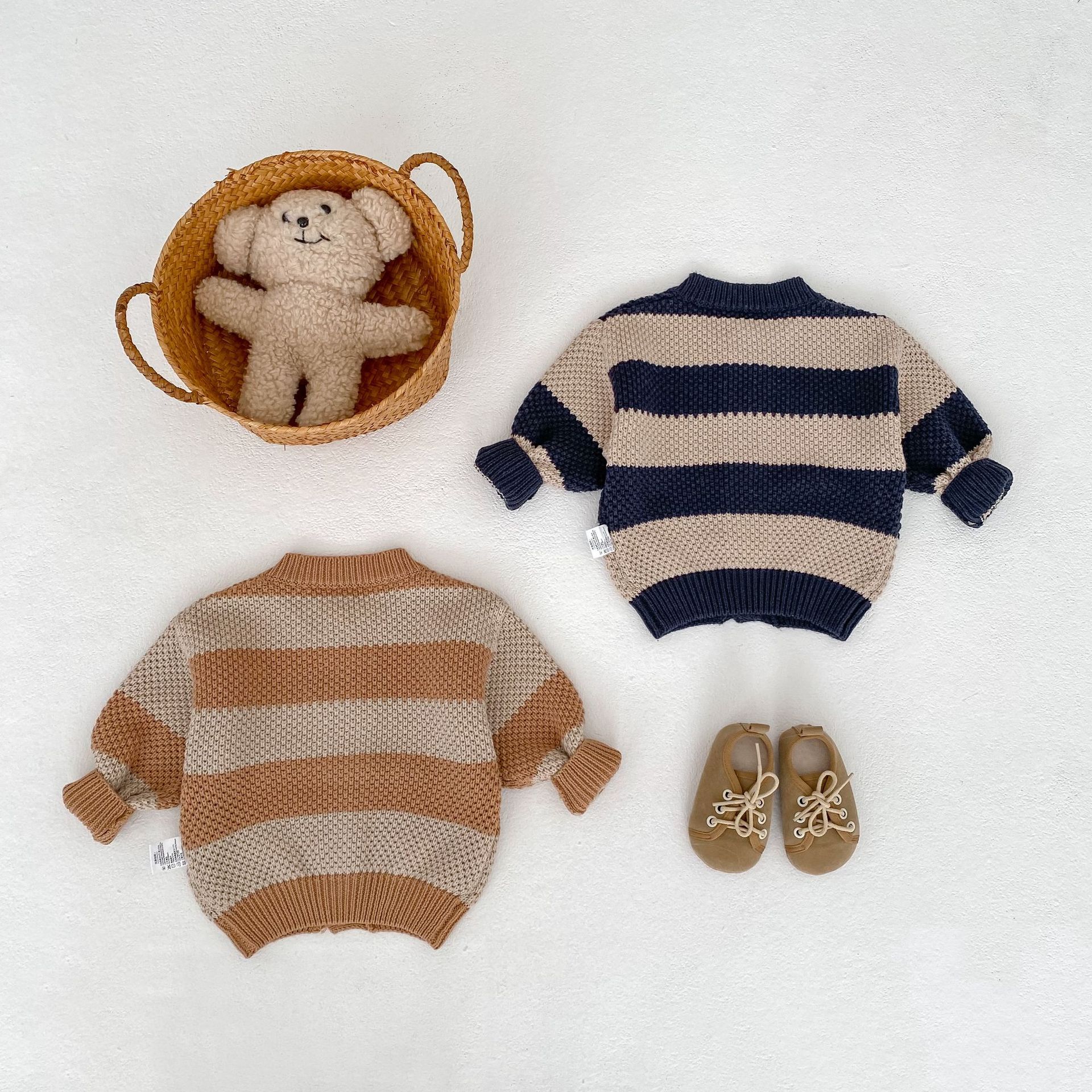 カーディガン・パーカー Striped Cotton Knitted Cardigan ボーダー コットン ニット カーディガン【mh0012177】