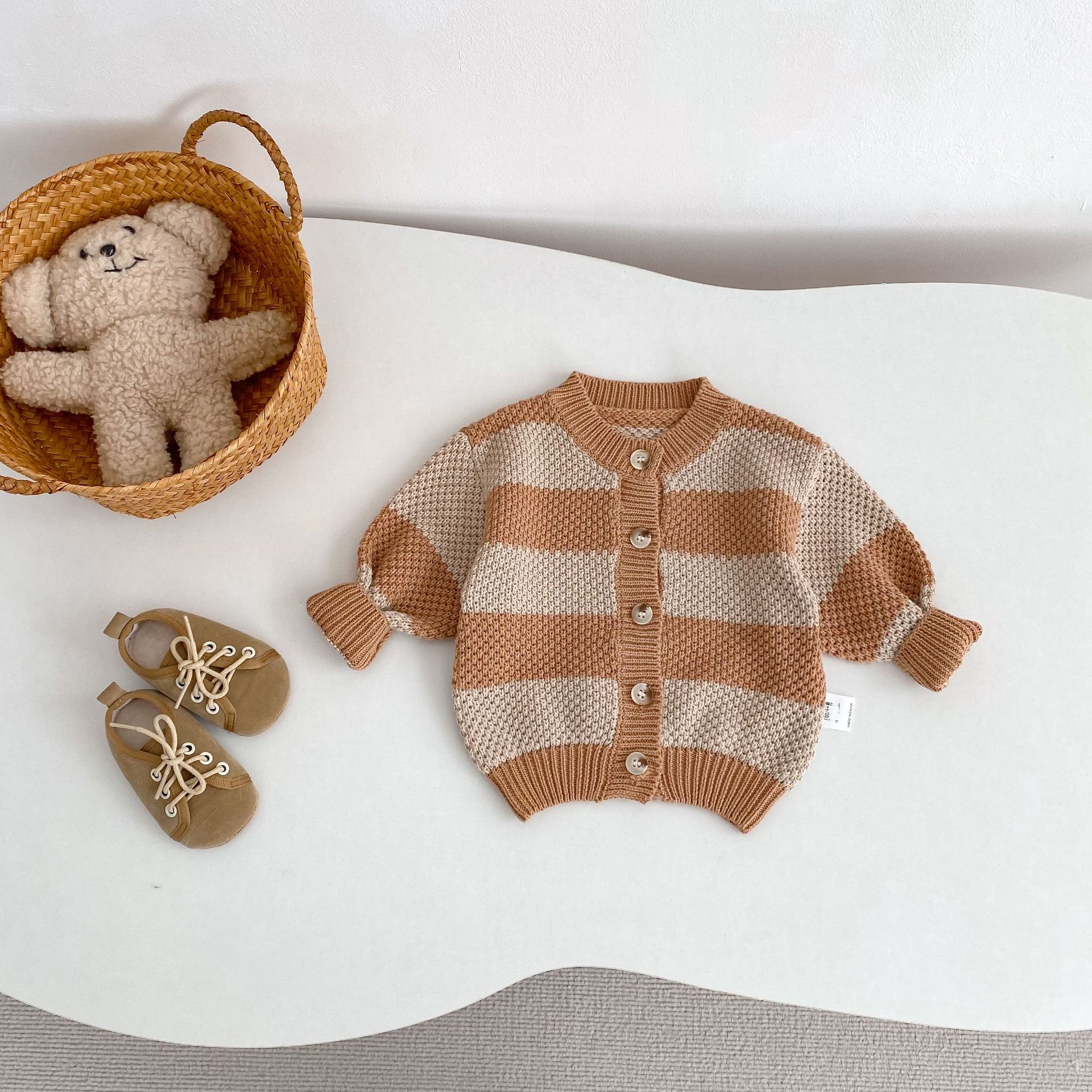 カーディガン・パーカー Striped Cotton Knitted Cardigan ボーダー コットン ニット カーディガン【mh0012177】