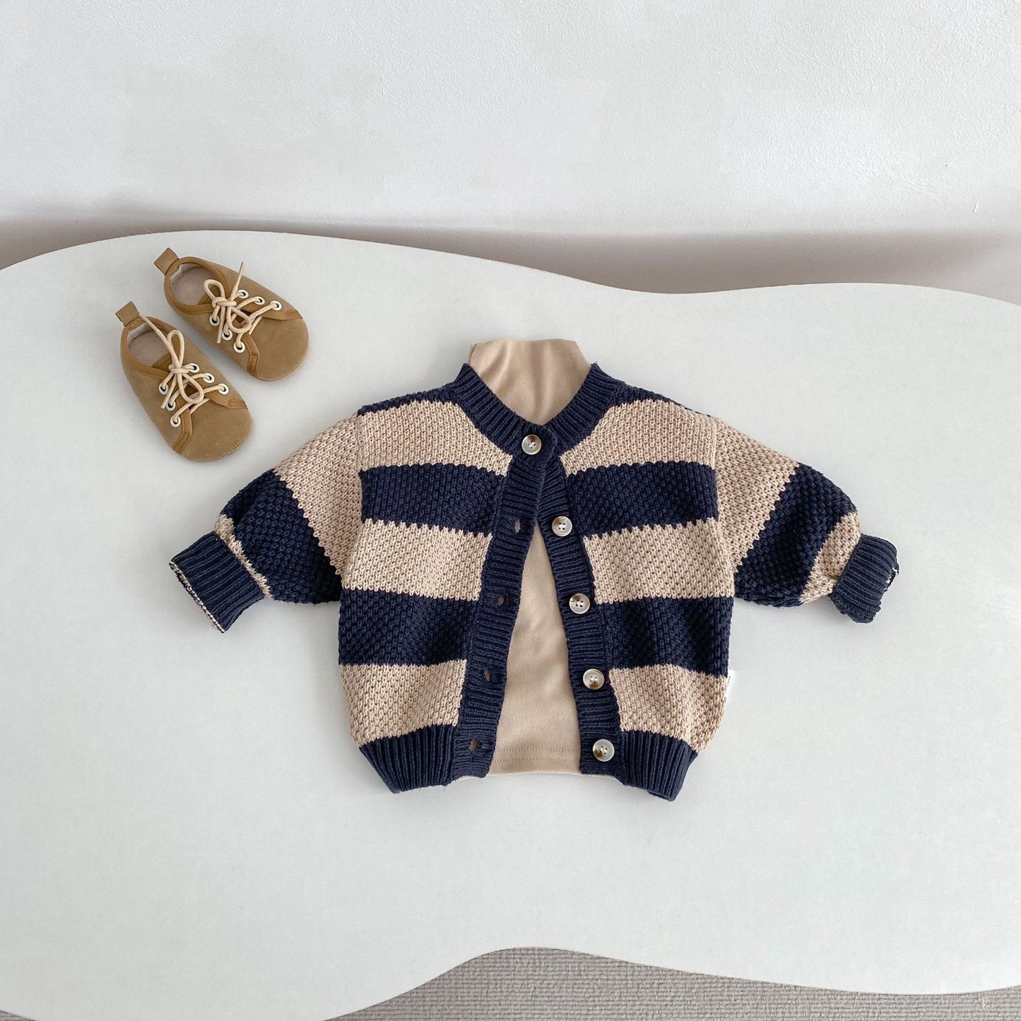 カーディガン・パーカー Striped Cotton Knitted Cardigan ボーダー コットン ニット カーディガン【mh0012177】