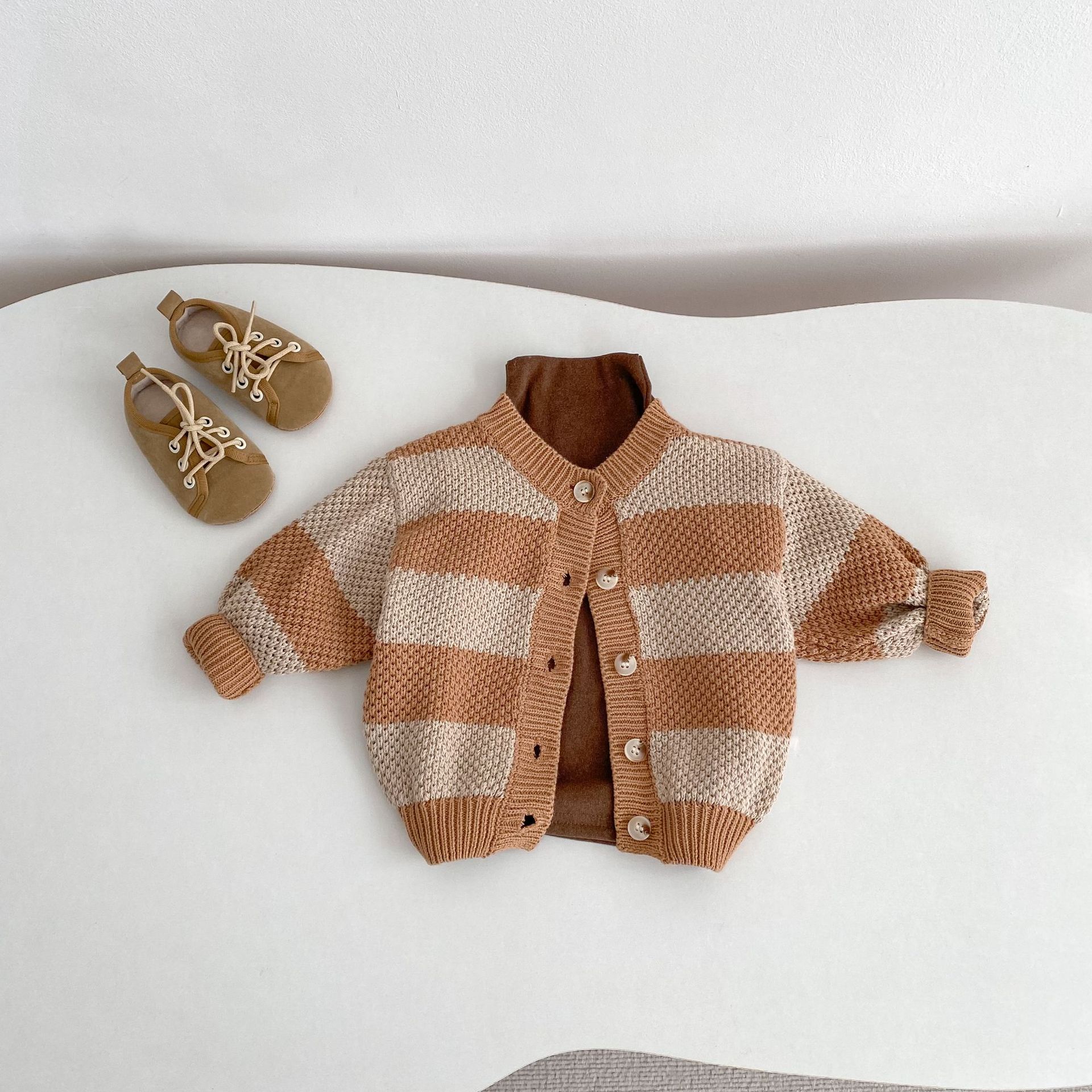 カーディガン・パーカー Striped Cotton Knitted Cardigan ボーダー コットン ニット カーディガン【mh0012177】