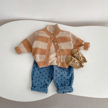 カーディガン・パーカー Striped Cotton Knitted Cardigan ボーダー コットン ニット カーディガン【mh0012177】