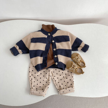 カーディガン・パーカー Striped Cotton Knitted Cardigan ボーダー コットン ニット カーディガン【mh0012177】
