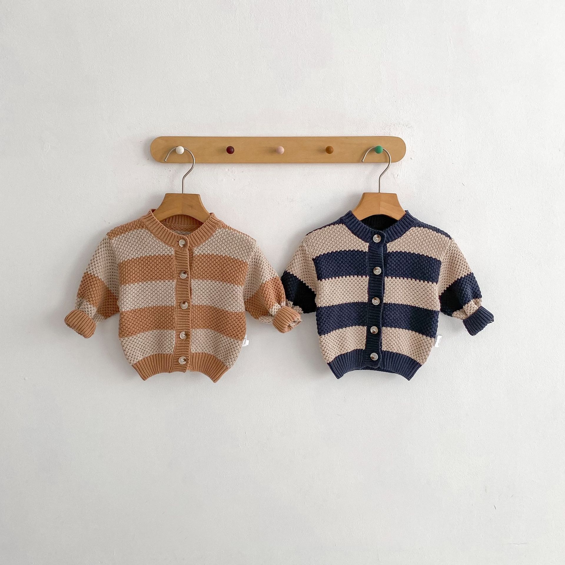 カーディガン・パーカー Striped Cotton Knitted Cardigan ボーダー コットン ニット カーディガン【mh0012177】