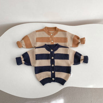 カーディガン・パーカー Striped Cotton Knitted Cardigan ボーダー コットン ニット カーディガン【mh0012177】
