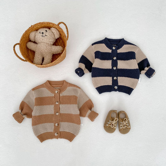 カーディガン・パーカー Striped Cotton Knitted Cardigan ボーダー コットン ニット カーディガン【mh0012177】