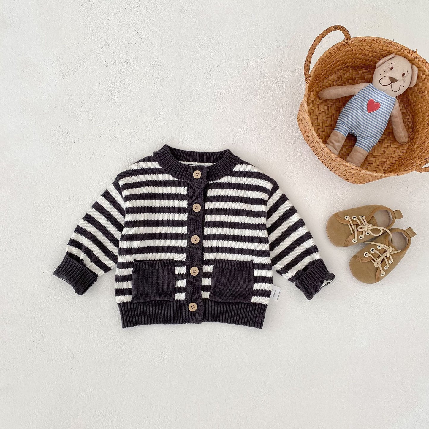 カーディガン・パーカー Striped Knitted Cardigan ボーダー ニット カーディガン【mh0012183】