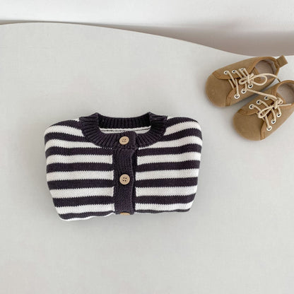 カーディガン・パーカー Striped Knitted Cardigan ボーダー ニット カーディガン【mh0012183】