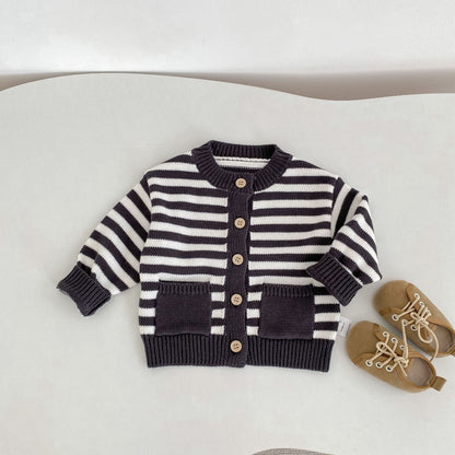 カーディガン・パーカー Striped Knitted Cardigan ボーダー ニット カーディガン【mh0012183】
