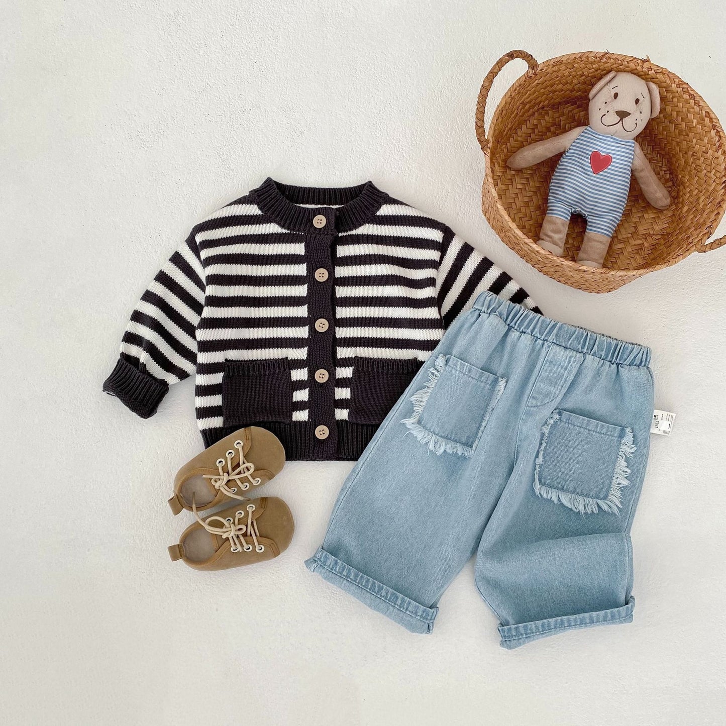 カーディガン・パーカー Striped Knitted Cardigan ボーダー ニット カーディガン【mh0012183】