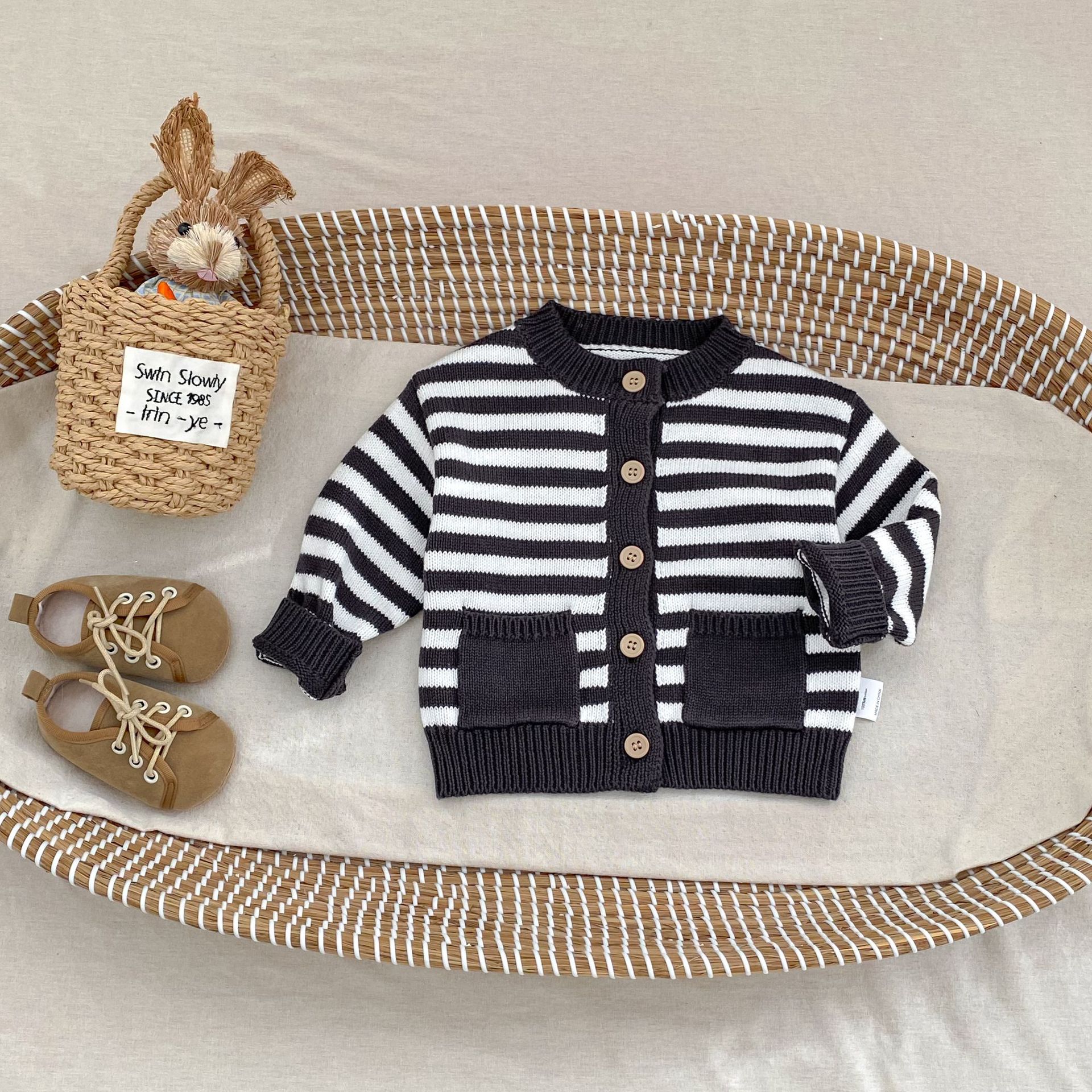 カーディガン・パーカー Striped Knitted Cardigan ボーダー ニット カーディガン【mh0012183】