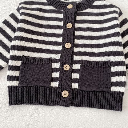 カーディガン・パーカー Striped Knitted Cardigan ボーダー ニット カーディガン【mh0012183】