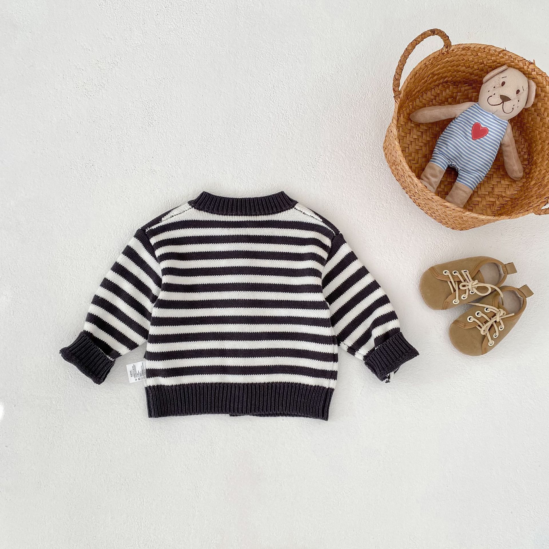 カーディガン・パーカー Striped Knitted Cardigan ボーダー ニット カーディガン【mh0012183】