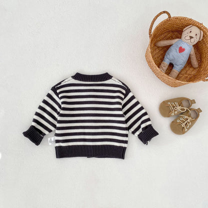 カーディガン・パーカー Striped Knitted Cardigan ボーダー ニット カーディガン【mh0012183】