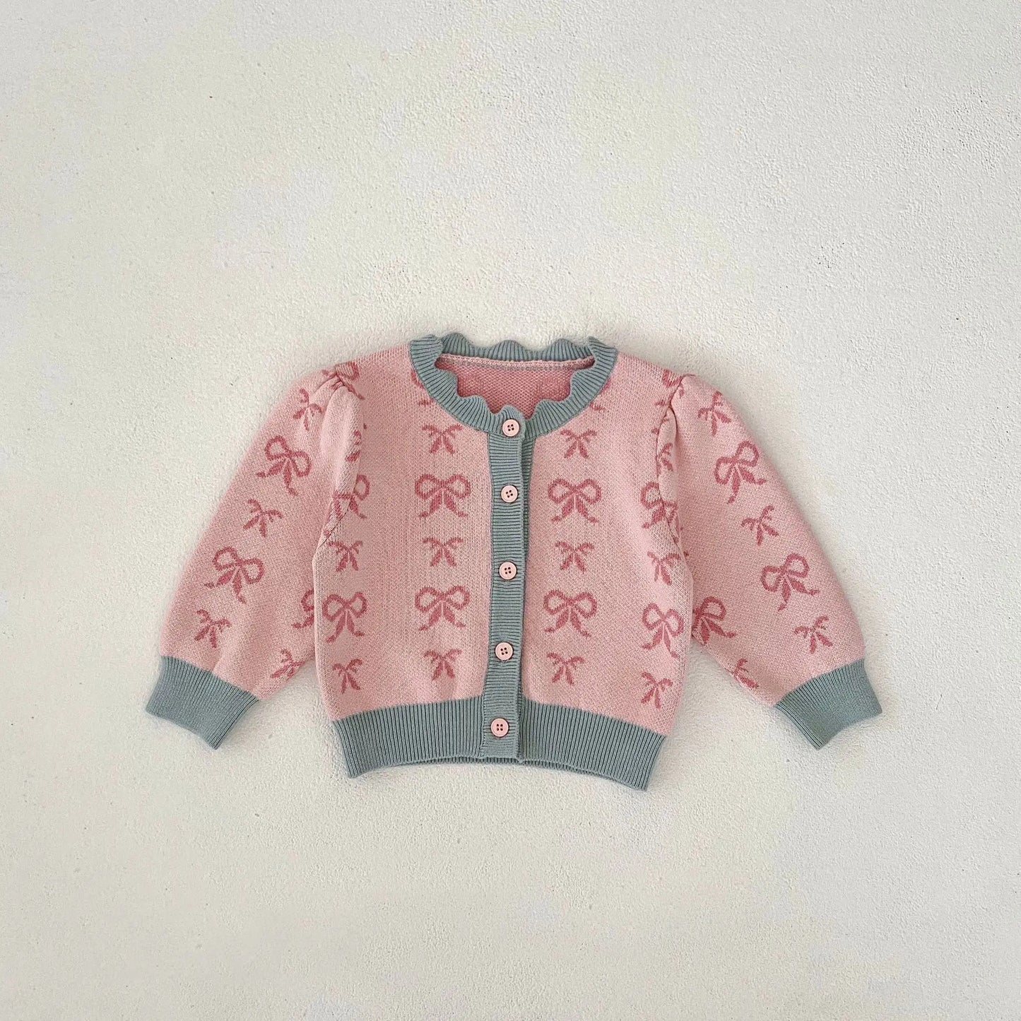 ロンパースセットアップ sweater / 3-6M 66cm ベビーカーディガン/ロンパース ニットジャケット/ニットサスペンダーボディスーツ リボン【mh0006475】