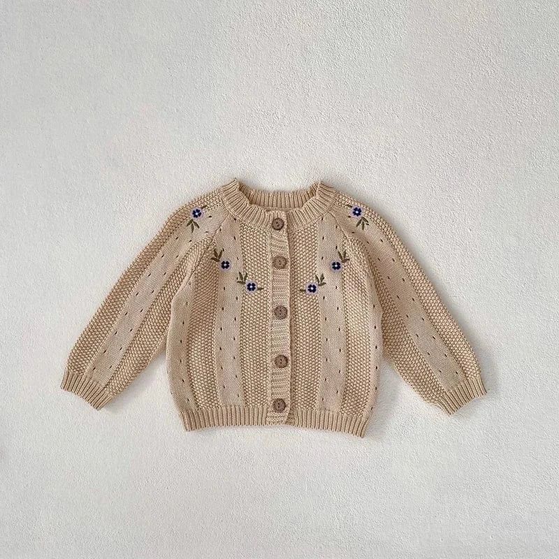 ロンパースセットアップ sweater / 66cm ベビーセットアップ 2点セット フラワー花柄刺繍 ニットカーディガンジャケット サスペンダーロンパース 単品可【mh0003472】